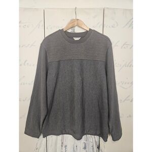 Orvis Mens Classic Collection Ribbed Yoke Crewneck Sweater Charcoal Gray Large